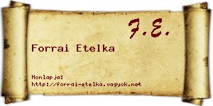 Forrai Etelka névjegykártya